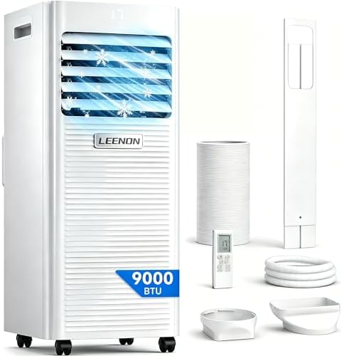 Condizionatore Portatile 9000 BTU 4 in 1, Raffrescamento, Deumidificatore, Ventilatore e Modalità Notte, Telecomando, Timer 24 Ore, Kit Tubo di Scarico, Classe Energetica A